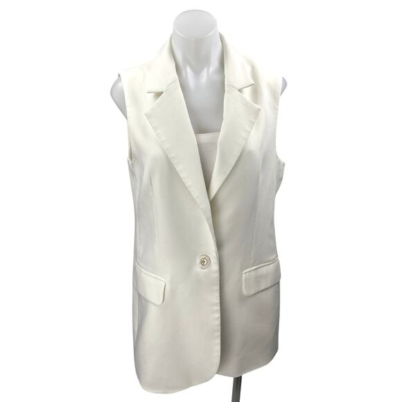 Joie Women's White Sleeveless One Button Notch Colalr Blazer Vest Jacket Size 6 - Picture 1 of 4